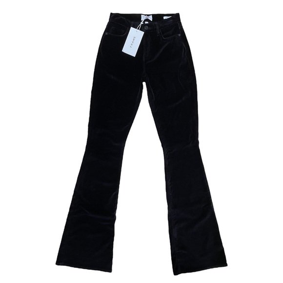 FRAME Le High Flare Velveteen in Black pants - Picture 2 of 5